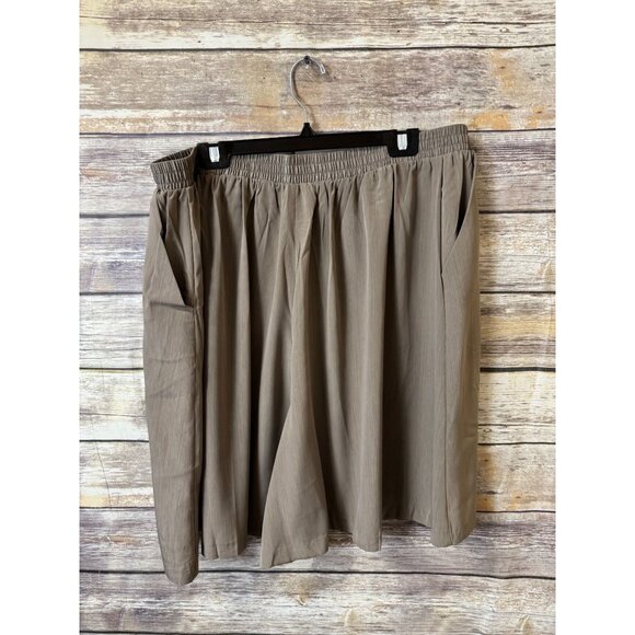 Graver‎ Studio Flat Front Pleated Shorts 2X Pull On Elastic Waist Taupe Brown - Picture 2 of 4